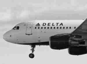 Delta Air Lines Airbus A319 commercial jet airliner, Vancouver International Airport.